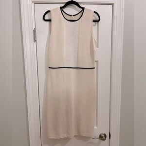St John dress cream with black leather trim